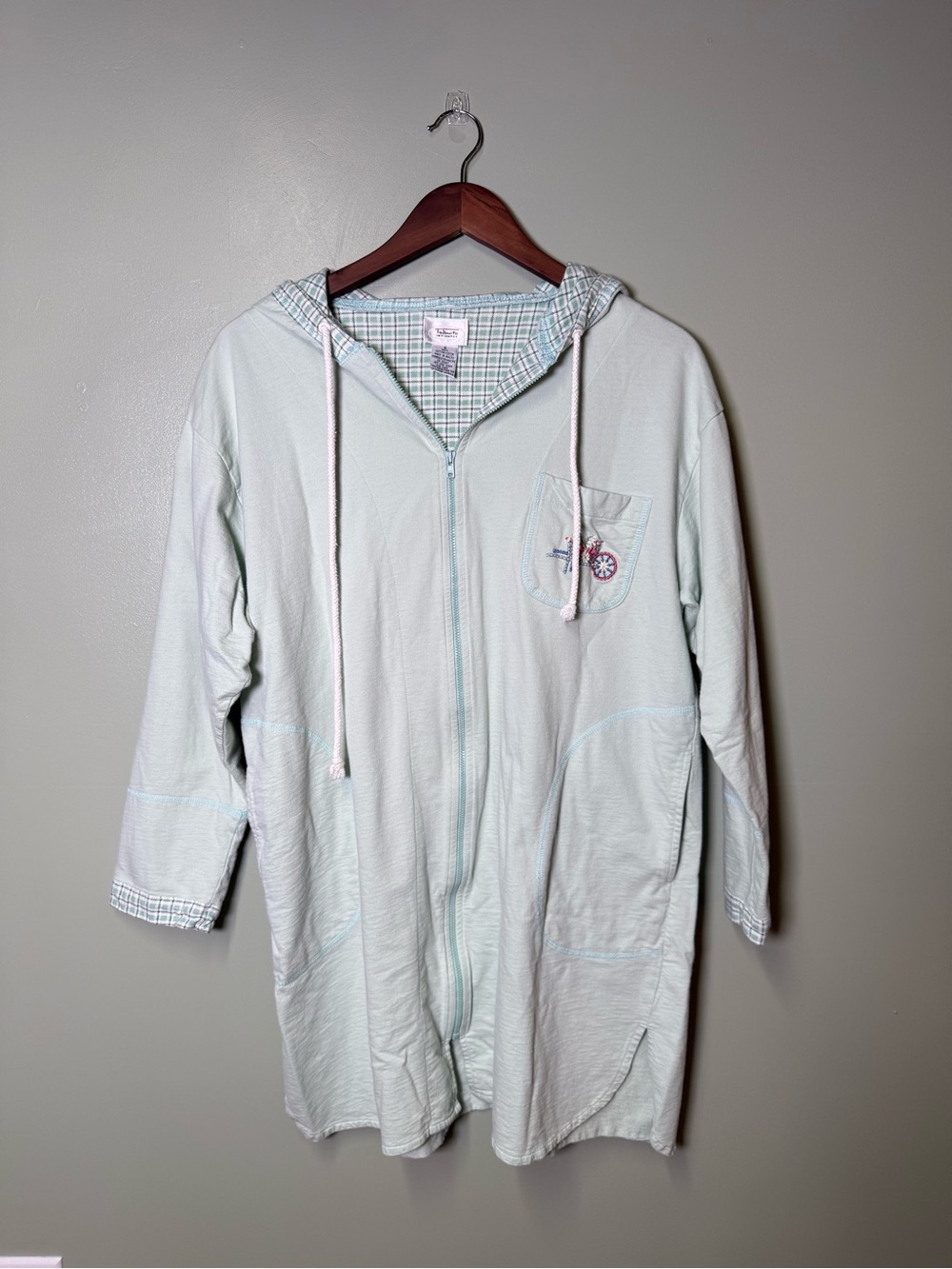 Talbots Intimates mint green hooded zip-up robe